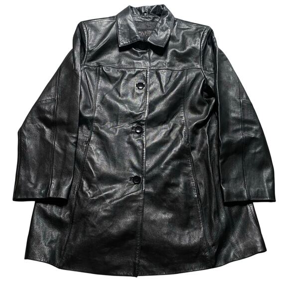 Wilsons Leather Jackets & Blazers - Vintage Wilson’s Leather Nora Womens Large Black Leather Mid Length Jacket Coat